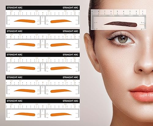 50 plantillas de cejas de The Perfect Brow Stencil con forma de cejas reutilizables y plantillas de maquillaje (arco recto)