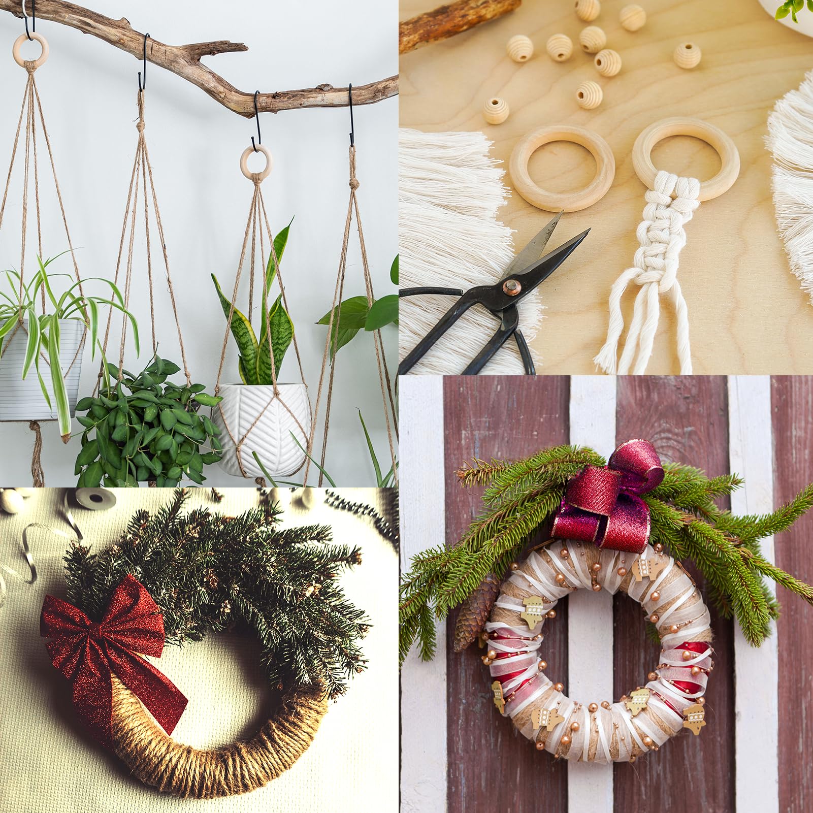 Joynine 12 Anneaux Bois Naturel 70mm - Cercles Macramé DIY Pour Rideaux, Bijoux Et Décoration - Épaisseur 10mm