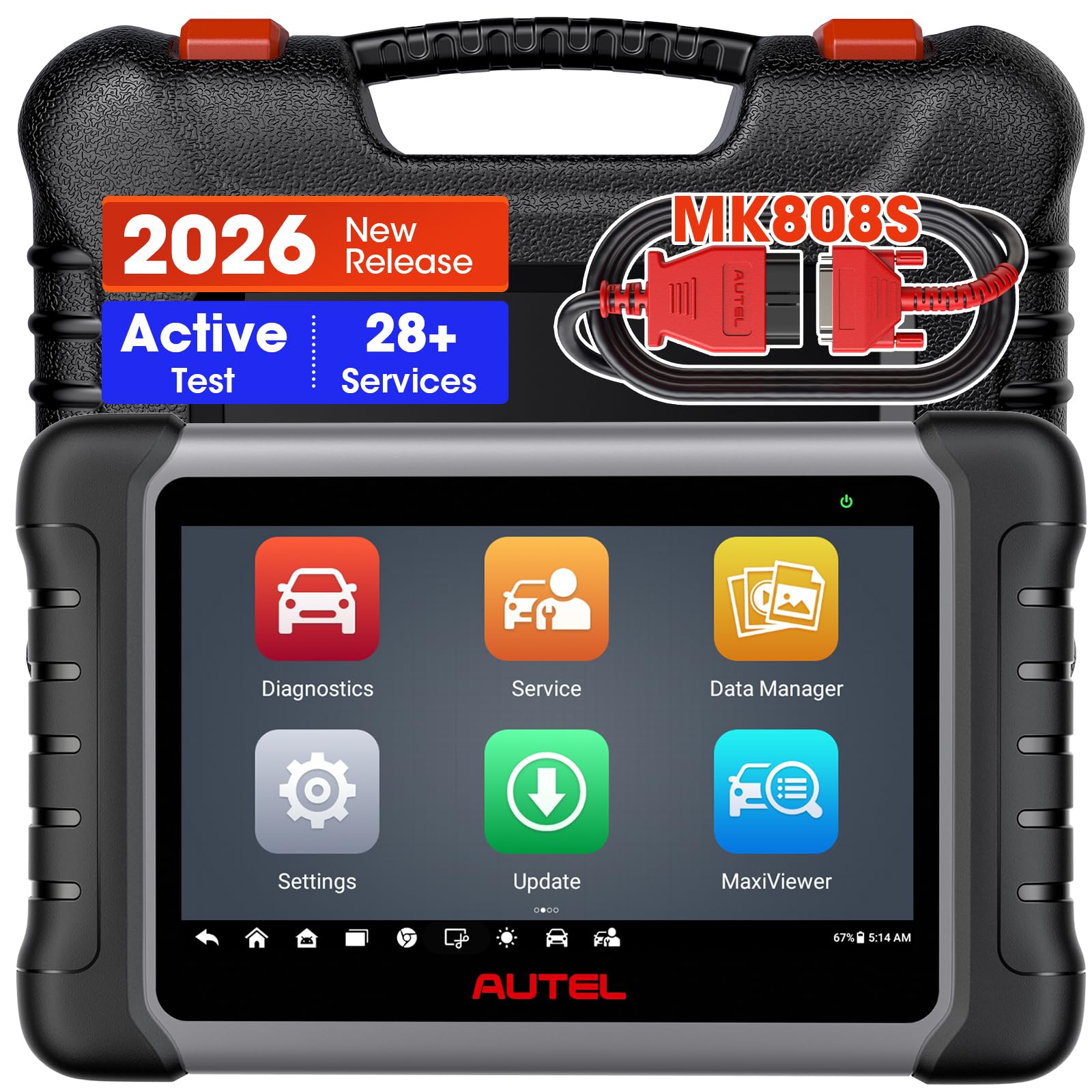 Autel Scanner MaxiCOM MK808S: 2024 Upgraded of MK808/MX808, Bi-Directional Control Scan Tool, 28+ Services, All System Diagnostics, FCA Auto Auth, Auto VIN