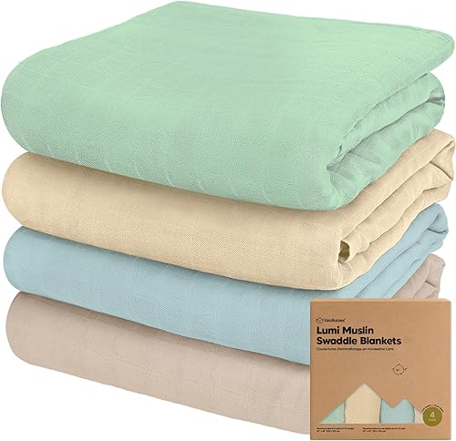 Miniatura 1 de Paquete de 4 mantas de muselina para bebés, niños y niñas, mantas orgánicas para bebé, unisex, mantas de recepción, pañales para recién nacidos,