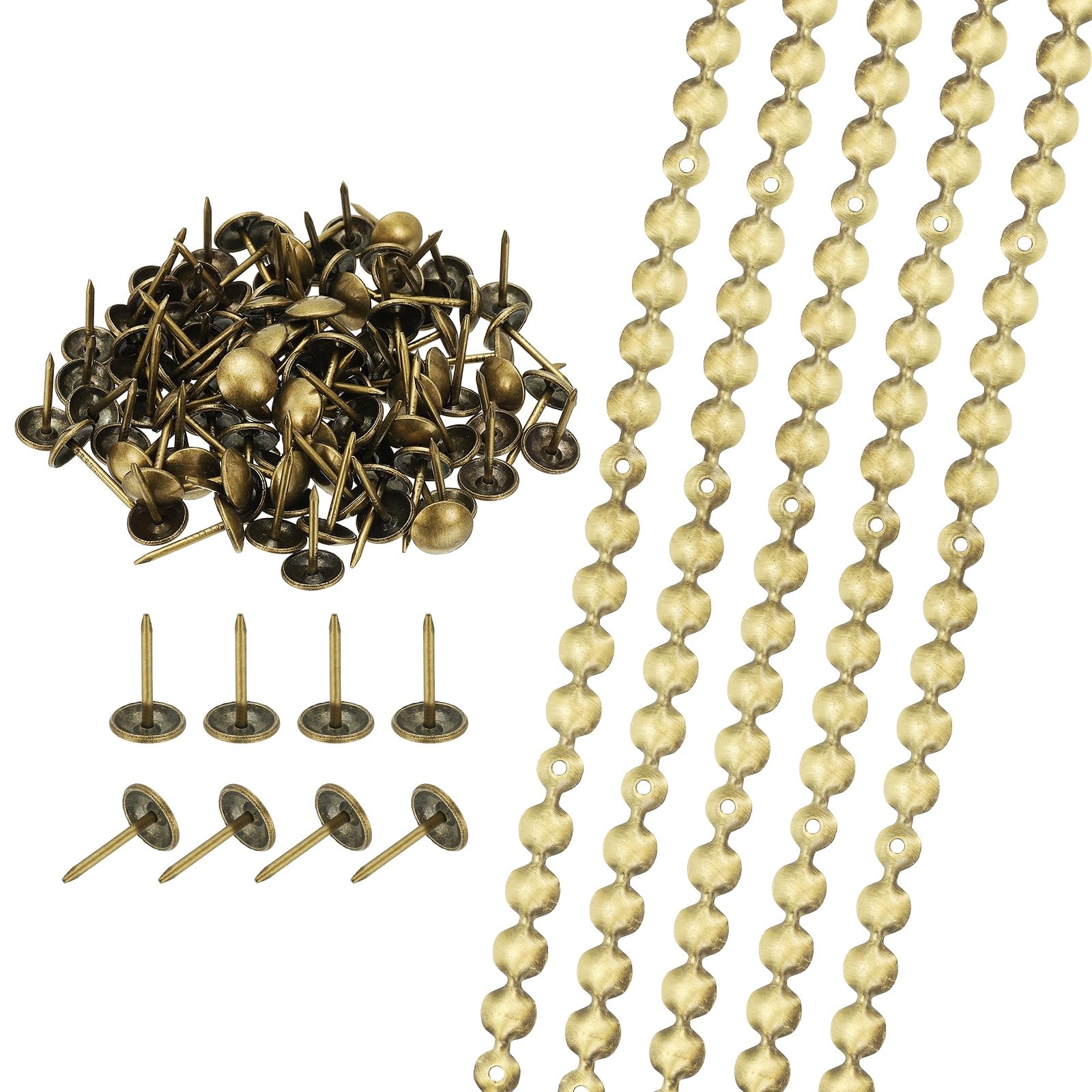 Bande de punaises d'ameublement bronze de 1m uxcell pour finition canapé x5