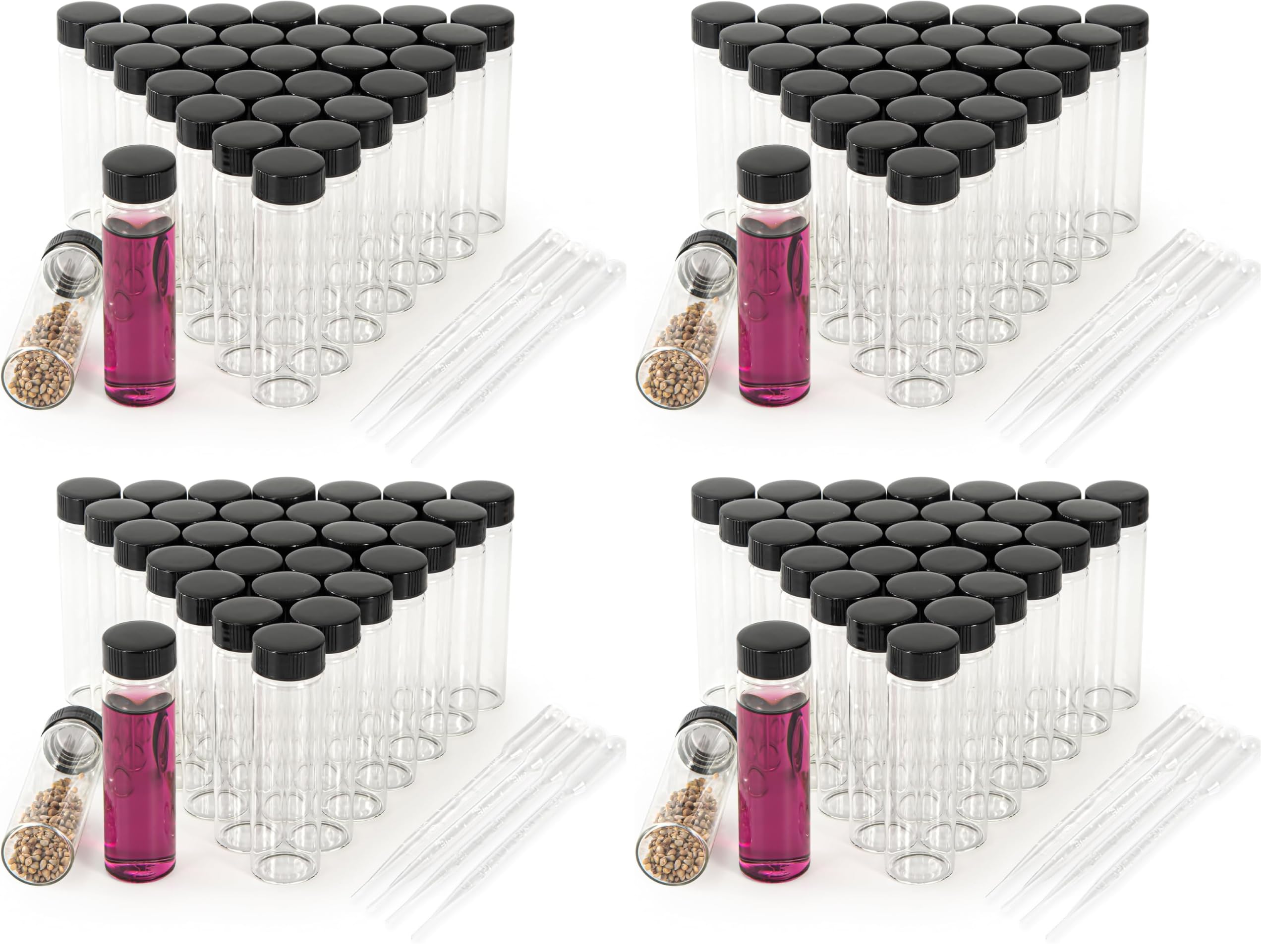 40ml Clear Small Glass Vials 30pcs with Screw Caps(30pcs) (Pack of 4)