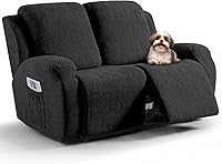 Vista 25 de Vansofy - Fundas elásticas para sofá reclinable, 8 piezas, funda suave de jacquard para sofá reclinable, protector de muebles con parte inferior