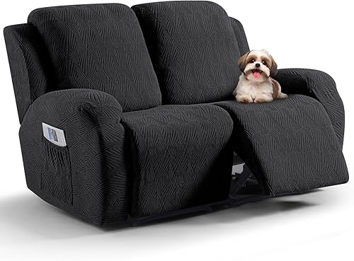 Miniatura 25 de Vansofy - Fundas elásticas para sofá reclinable, 8 piezas, funda suave de jacquard para sofá reclinable, protector de muebles con parte inferior