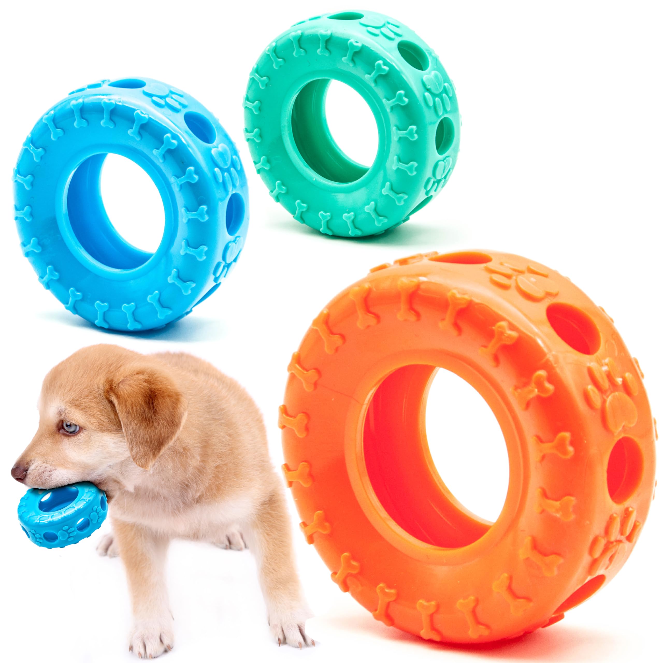 Petopedia 1x 9cm Rubber TYRE – Dog Chew Toys – Flexible & Tough Puppy Toy Ring – TIRE WHEEL Interactive Play, Boredom, Treat Dispensing – Ideal for Puppies, Small and Medium Dogs (Orange)