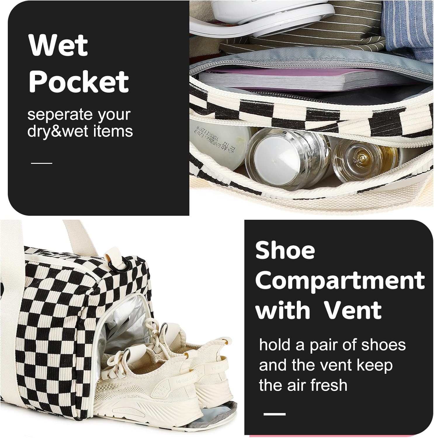 BLUBOON Duffle Bag Girls Kids Cute Gym Bag with Shoes Compartment & Wet Separation Waterproof Sports Overnight Travel Bag - Image 4