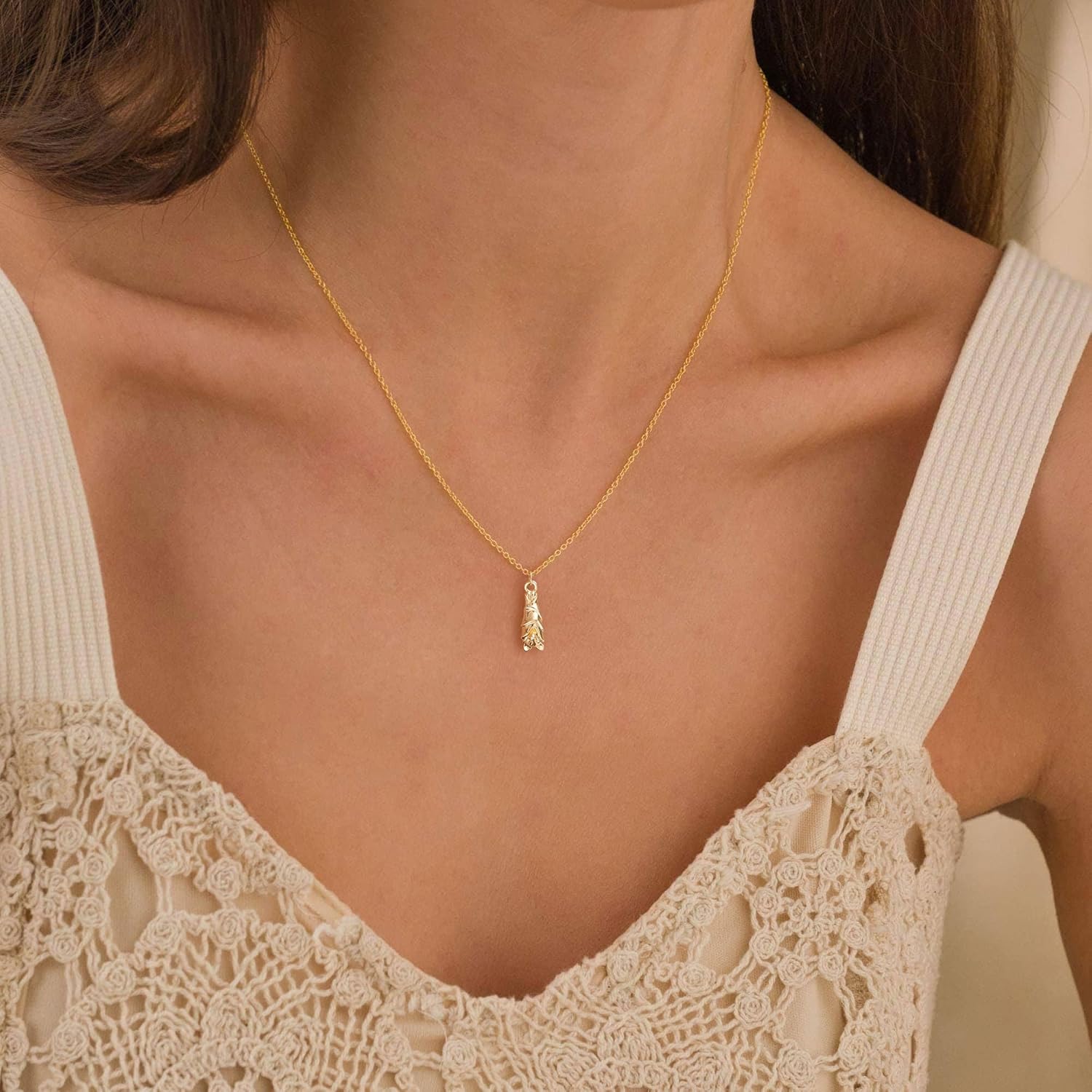 Gold Necklace for Women-14K Gold Plated Bow,Dragon,Shell, Palm Tree, Seahorse, Conch Shell,Sardines, Cowboy Boot,Bat,Bunny Pendant Beachy Jewelry for Women Gifts - Image 2