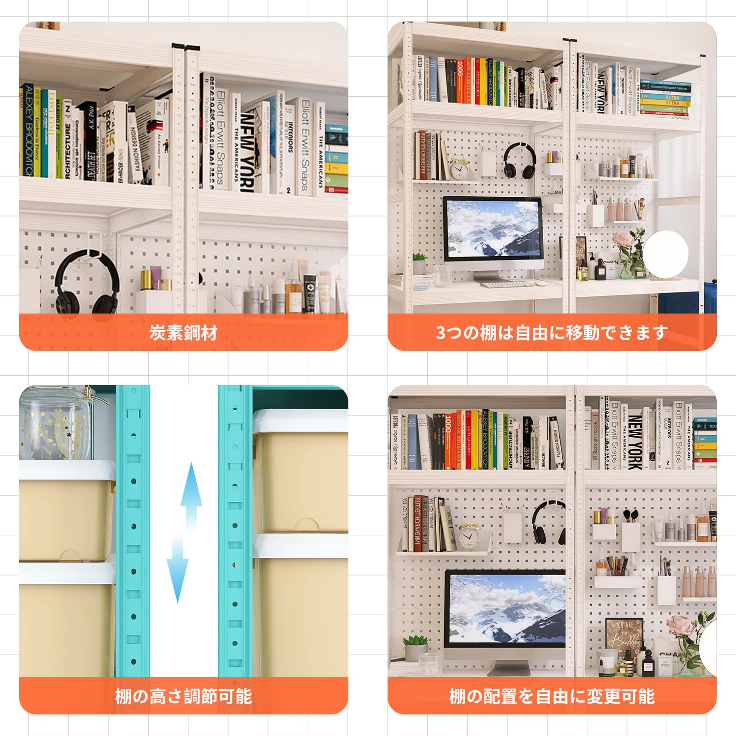 Amazon｜スチールラック3段 幅80cm×奥行40cm×高さ194cm キッチンラック