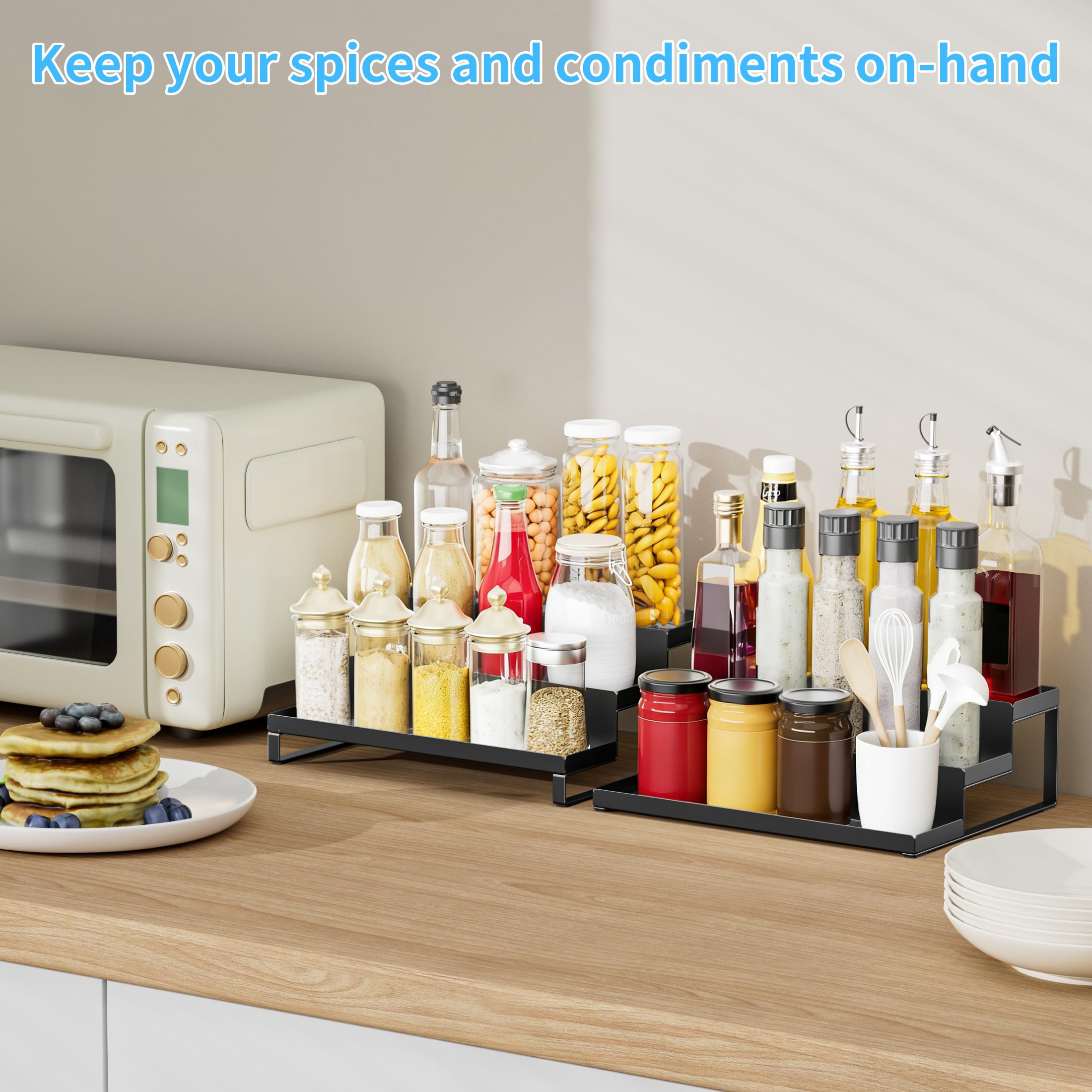 Especieros para Cocina Expandible de 3 Niveles, Organizador Especias, Organizador Especias Cocina, Estante de Encimera, Estante para Especias para Despensa, Armario, Organización de Encimera