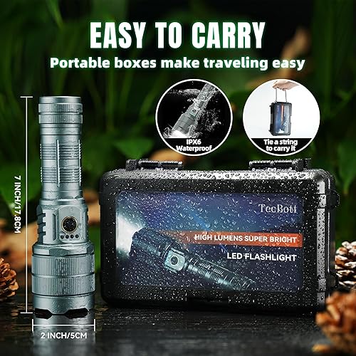 Miniatura 6 de Linternas recargables 900000 lúmenes de alto brillo linterna LED linterna táctica de alta potencia Linternas tácticas zoomable 5 modos IPX6