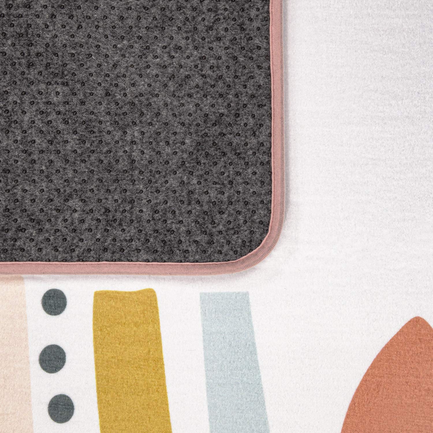 TT Home Tapis pour chambre d'enfant et bébé - Motif arc-en-ciel - Avec design cœur - Couleur : crème - Dimensions : 120 cm - Rond