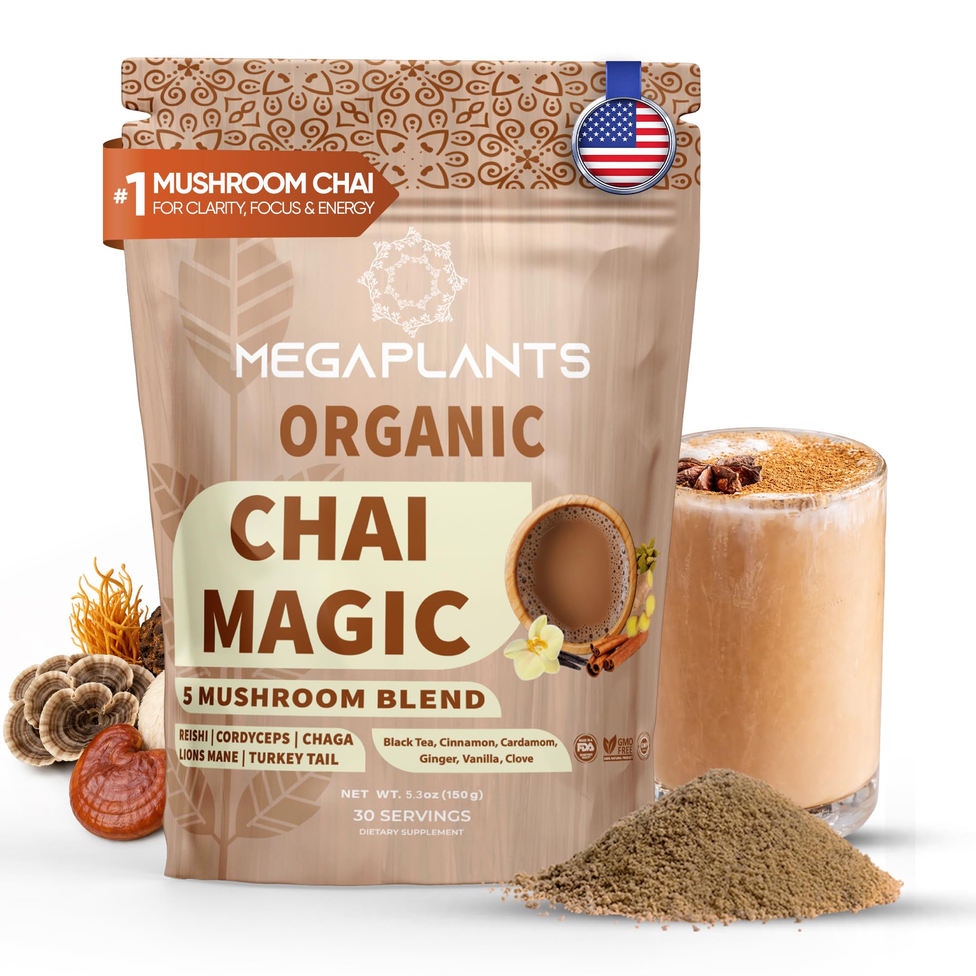 MEGAPLANTS Adaptogenic Mushroom Chai Tea