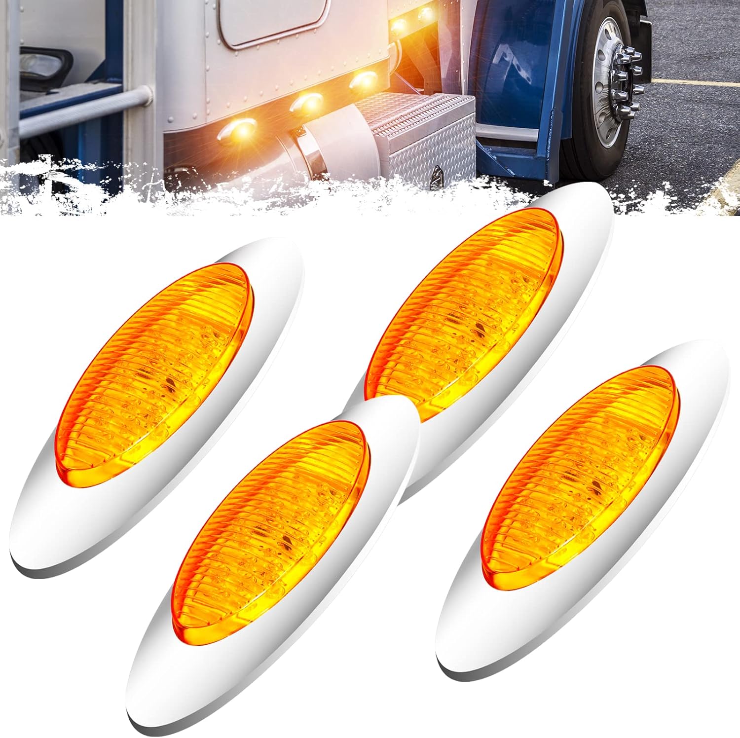 PSEQT 6.5'' Oval LED Side Marker Lights Trailer Clearance