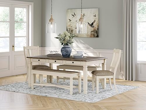 Miniatura 19 de Signature Design by Ashley Bolanburg - Juego de 2 sillas tapizadas de comedor de 20 pulgadas, color blanco antiguo Blanco,Negro