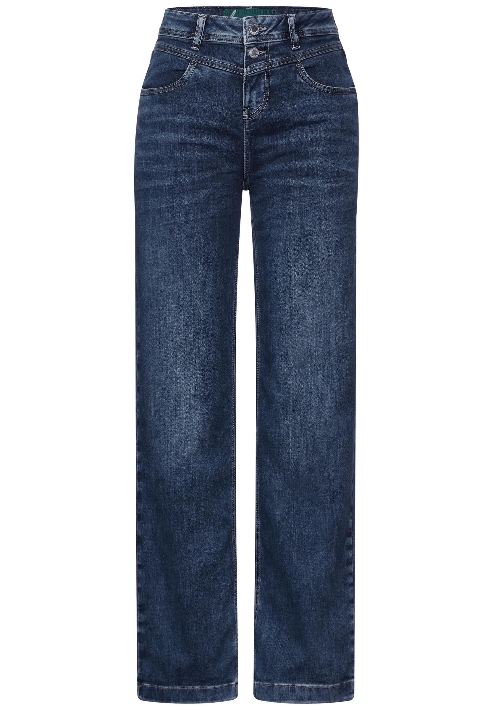 Street One Women's Denim-Wide Leg, Casual fit, hw, wi, Mid Blue Wash, 33W x 26L