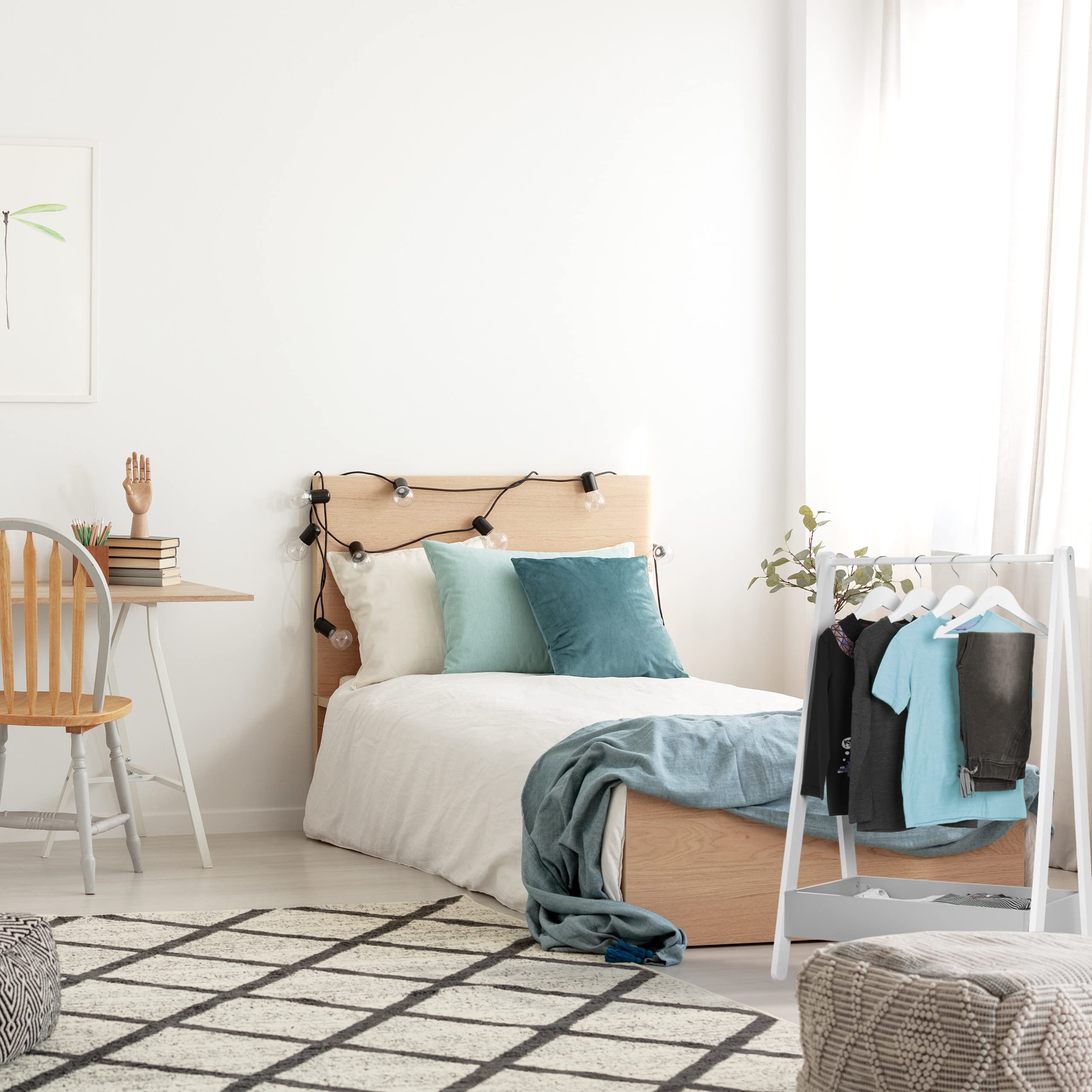 Relaxdays Perchero Burro Infantil, 99 x 63,5 x 42 cm, Armario para Niños con Balda, Organizador Ropa, Blanco y Gris