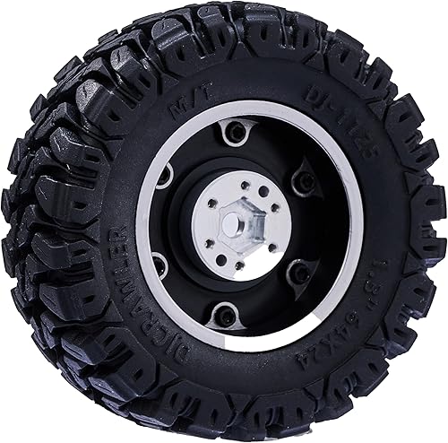 Miniatura 6 de DJCRAWLER Ruedas retro de metal con bloqueo de cuentas de 1.33 pulgadas para TRX4M SCX24 Gladiator Bronco C10 JLU Deadbolt 118 124 RC Crawler Car