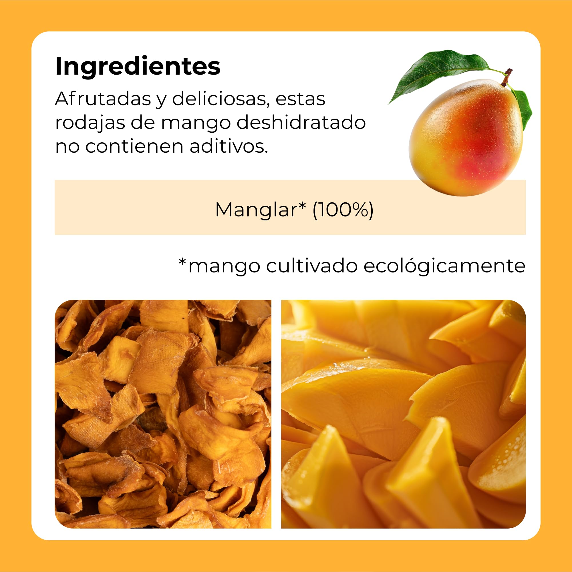 Mangos Deshidratados Sin Azúcar | 1Kg de trozos de mango de origen 100% natural | Crudos | Sin Aditivos y Sin Azufre | Fruta seca Dulce Sin Añadidos | Alta en Fibra | Dorimed