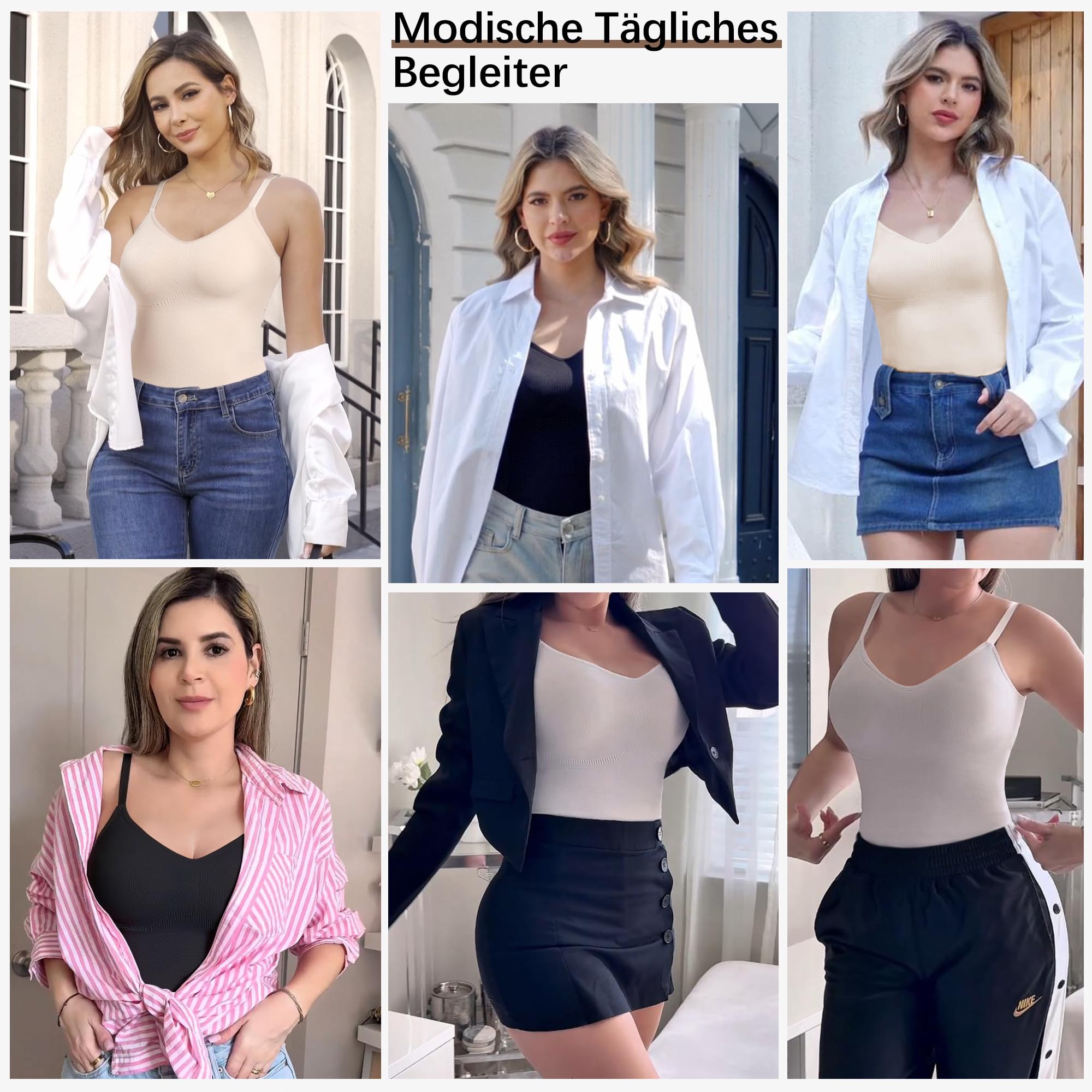 ONEW Shapewear podkoszulek damski, wyszczuplający brzuch, podkoszulek modelujący podkoszulek z ramiączkami spaghetti