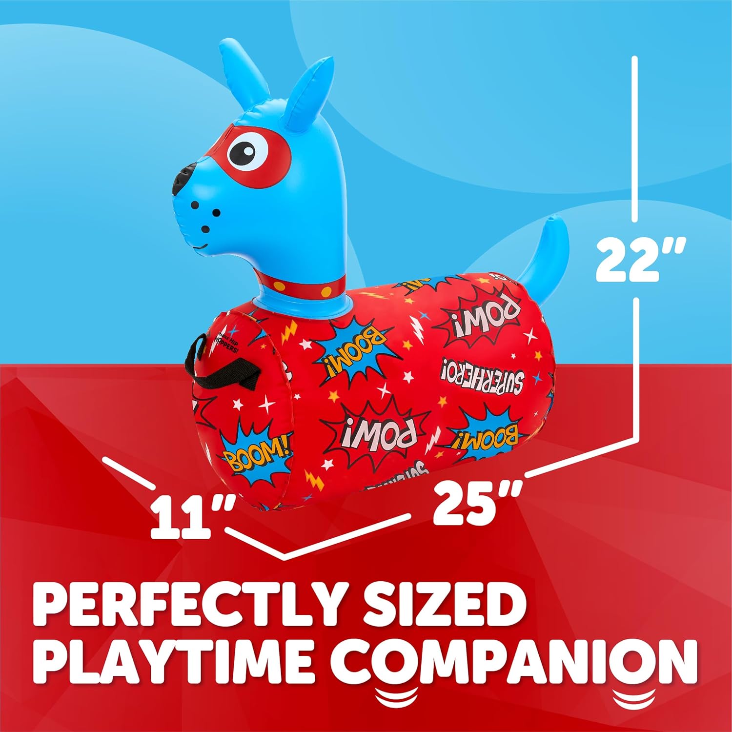 WADDLE Hip Hopper Inflatable Hopping Animal Bouncer Dog, Ages 2 and Up, Supports Up to 85 Pounds