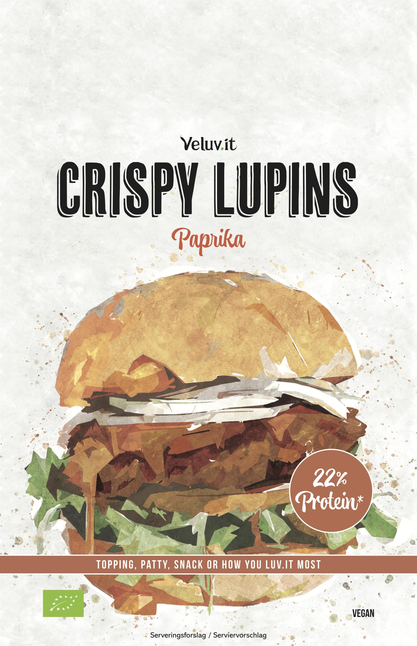 CRISPY LUPINS – Vegane Protein-Mischung (3 x 390 g, Paprika)