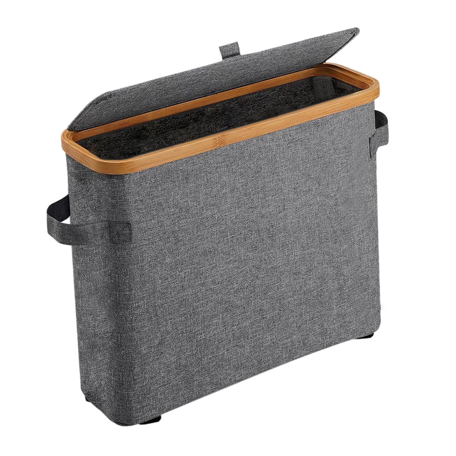 MagiDeal Rangement de papier toilette en bambou Support de papier toilette Accessoires multifonctionnels avec couvercle en bambou Grand pour placard de, Gris