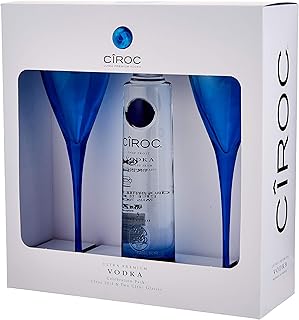 Ciroc Premium Vodka | 40% vol | 20cl | Giftpack with Two Ciroc Glasses | Great Vodka Gift Set | For a Mixed Drink or Cocktails | Fresh Citrus Taste | Glasses May Vary