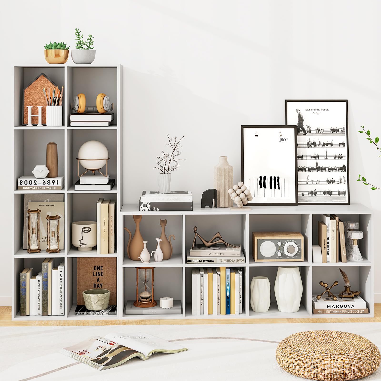 Etagère Bibliothèque Cubique 3 Niveaux 9 Compartiments. Effet Bois De Manguier. L 111.2 X P 39 X H 111 2cm 92770902