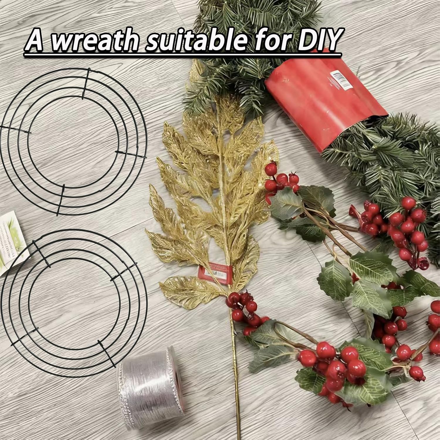 Yinluluna 4 Pcs Wire Wreath Frame, 8 Inch Round Metal Wreath Form image 4