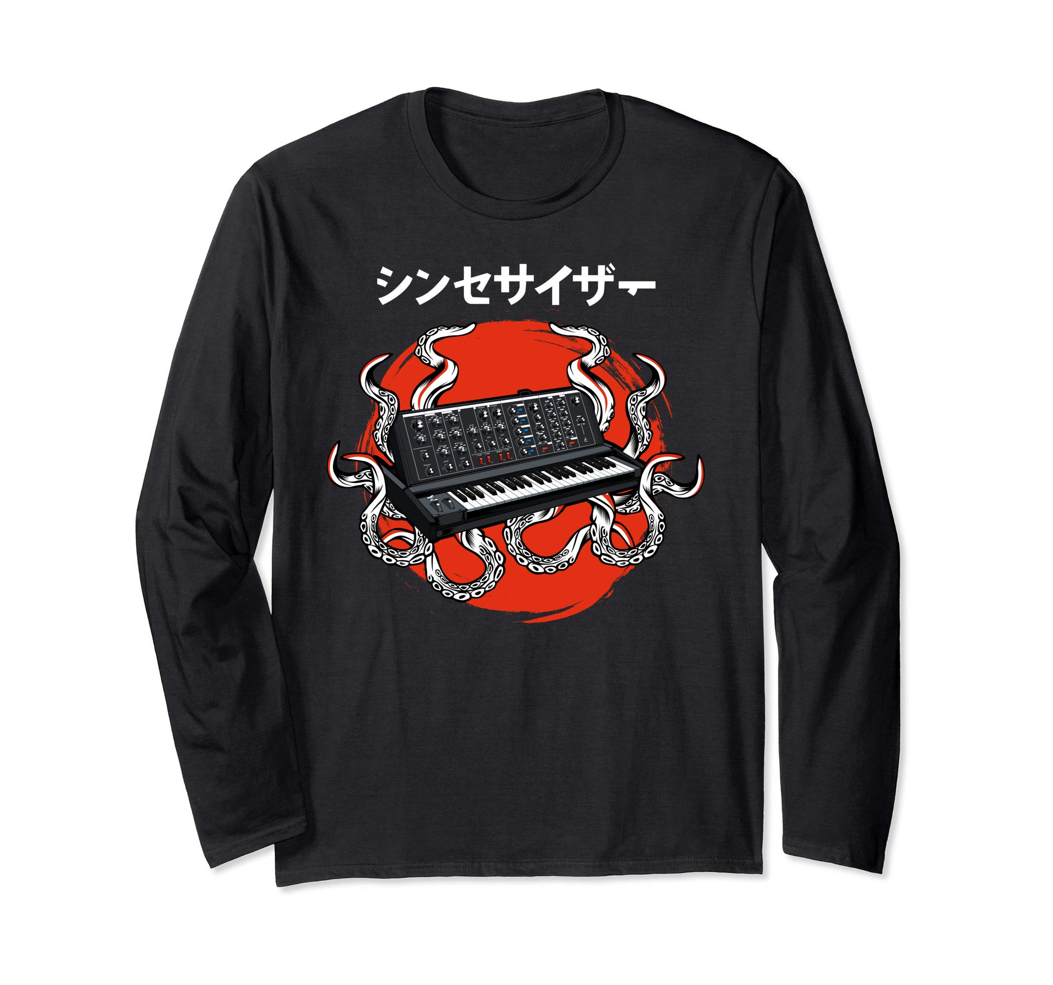 Japanese Synthesizer Kraken Keyboad Piano Instrument Kanji Long Sleeve T-Shirt