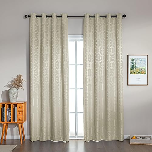 Miniatura 10 de Amazon Basics Cortinas Jacquard 100% opacas de 2 piezas, cortinas para sala de estar y dormitorio, tratamiento de ventana con aislamiento térmico,