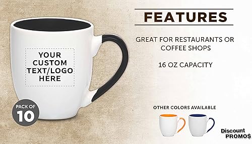Miniatura 77 de Juego de 50 tazas de café grandes estilo bistro personalizadas de 16 onzas, paquete a granel personalizado, perfectas para café, té, expreso, cacao