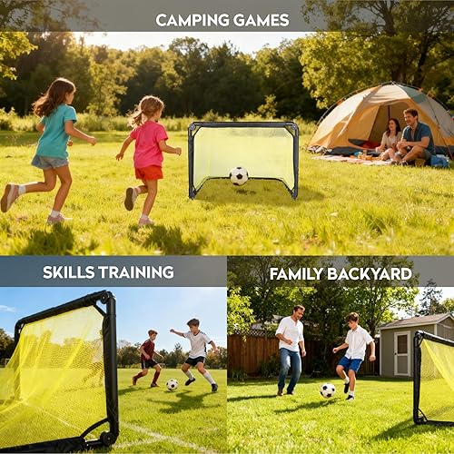 Miniatura 6 de Portería de fútbol configurada en 1 segundo desplegable, portátil y ligera, redes de fútbol plegables de 36 × 24 para niños y jóvenes