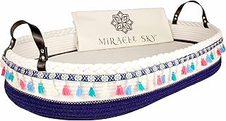 Baby Changing Basket, Diaper Changing Basket, Moses Diaper Basket, Moses Basket for Babies, Changing Table Topper for Dresser with Thick Foam Pad & Waterproof Cotton Cover by MIRACLE SKY