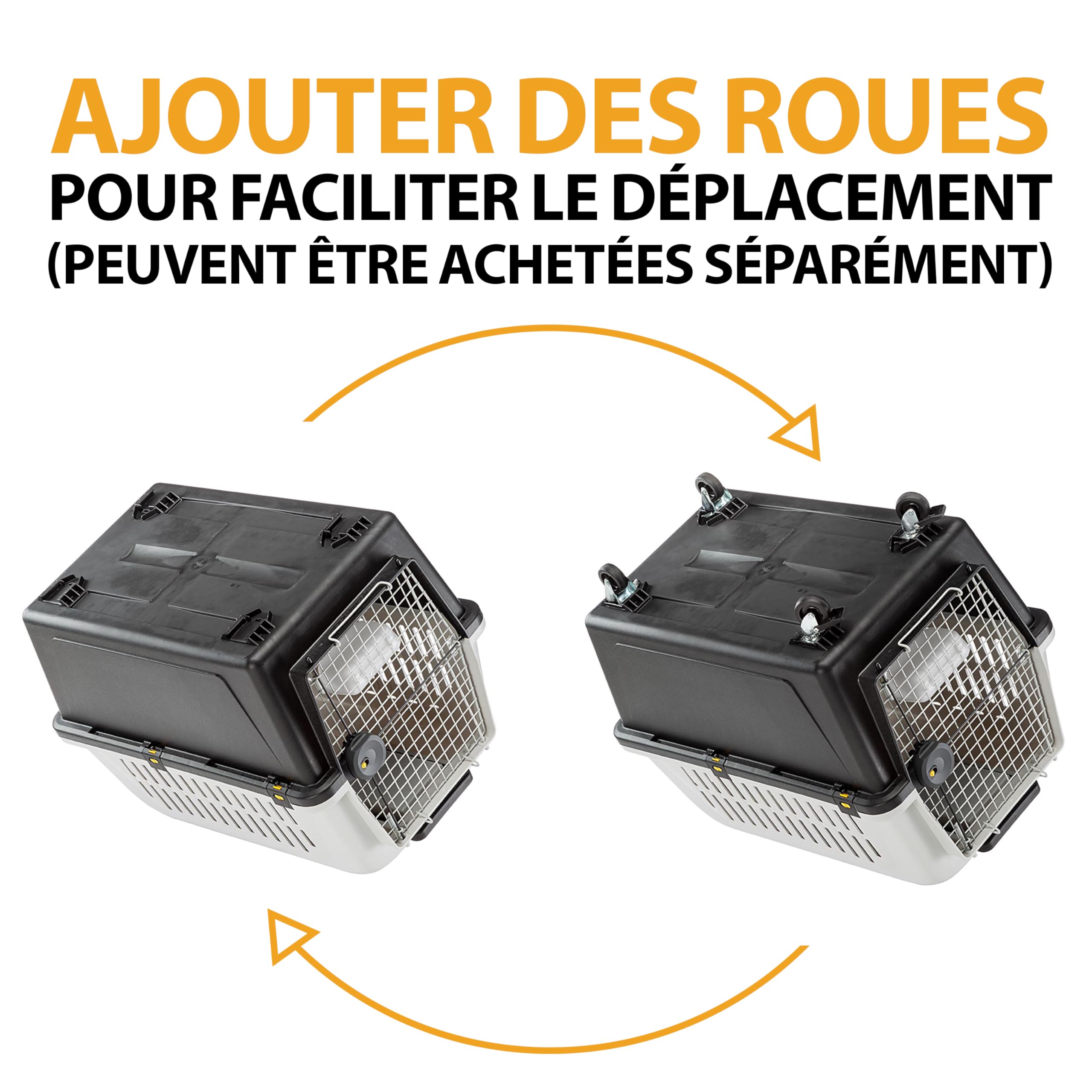 Panier de transport pour chiens de taille moyenne à grande ATLAS 50, avec écuelle et accessoires inclus, verrouillage de sécurité, grilles de ventilation
