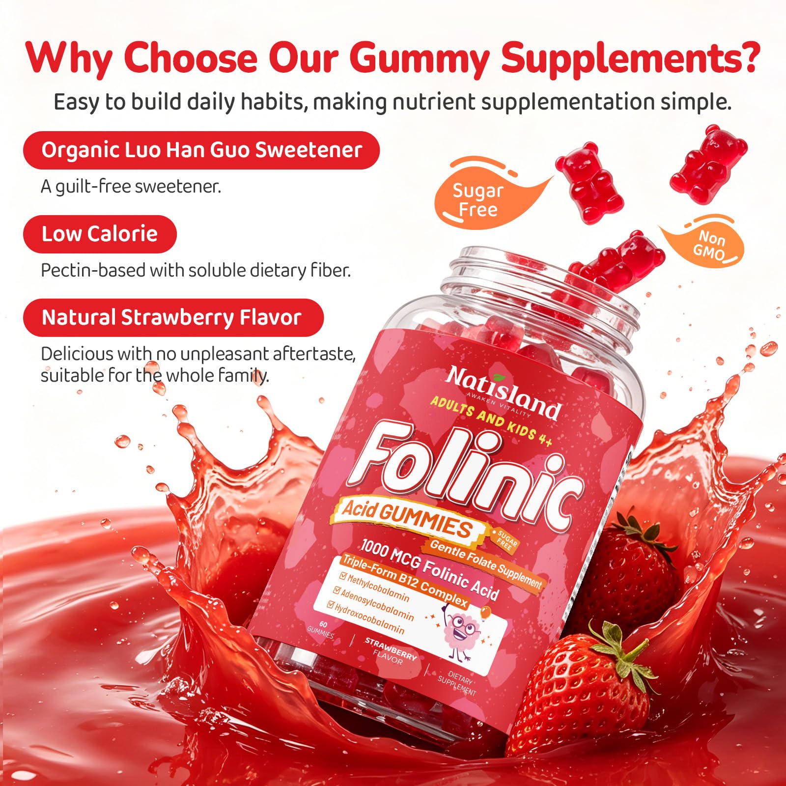 Folinic Acid for Kids & Adults 4+, 1mg Folinic Acid & B12, 60CT — Amazon image 6
