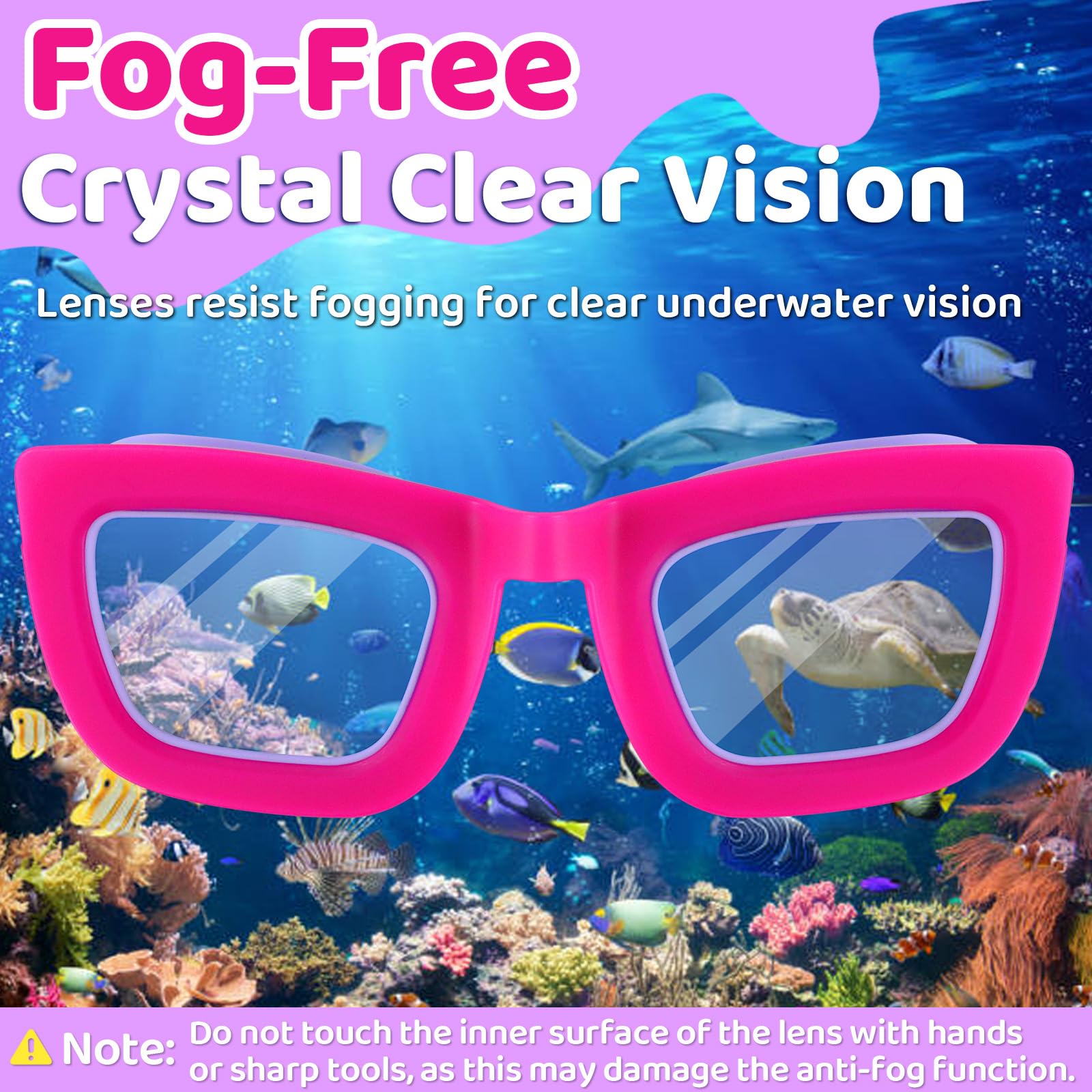 Vvinca Lot de 2 paires de lunettes de natation pour enfants avec sangle élastique, anti-buée/UV pour enfants de 3 à 10 ans