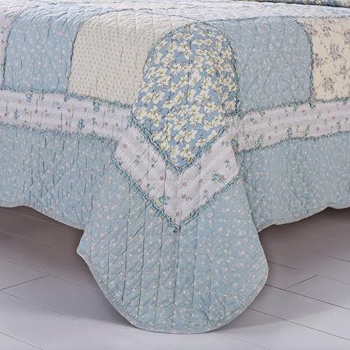 Miniatura 3 de daloyi Patchwork color azul Wildflower Algodón Multicolor gemelo