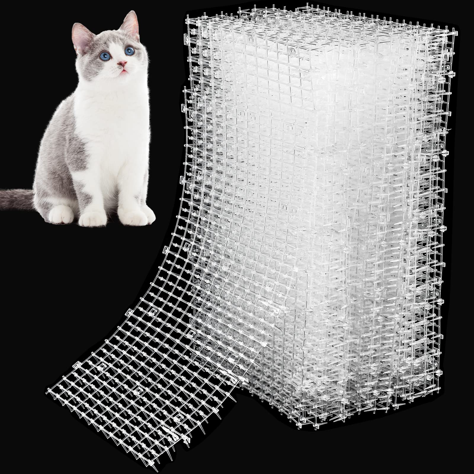 Riakrum 32 Pcs Repellent Cat Scat Mat with Spikes 16 x 13 Inch Cat