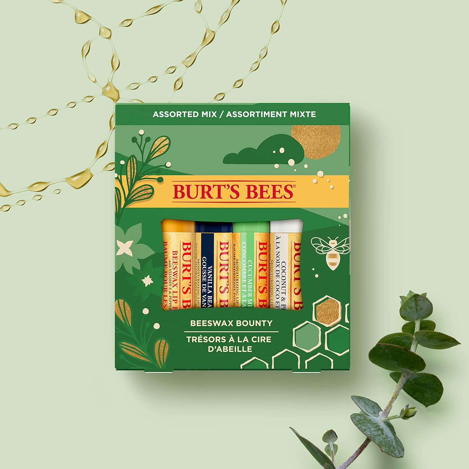 Burt's Bees Christmas Gifts, 4 Lip Balm Stocking Stuffers Products, Assorted Mix Set - Classic Beeswax, Vanilla, Cucumber Mint & Coconut and Pear : Beauty & Personal Care