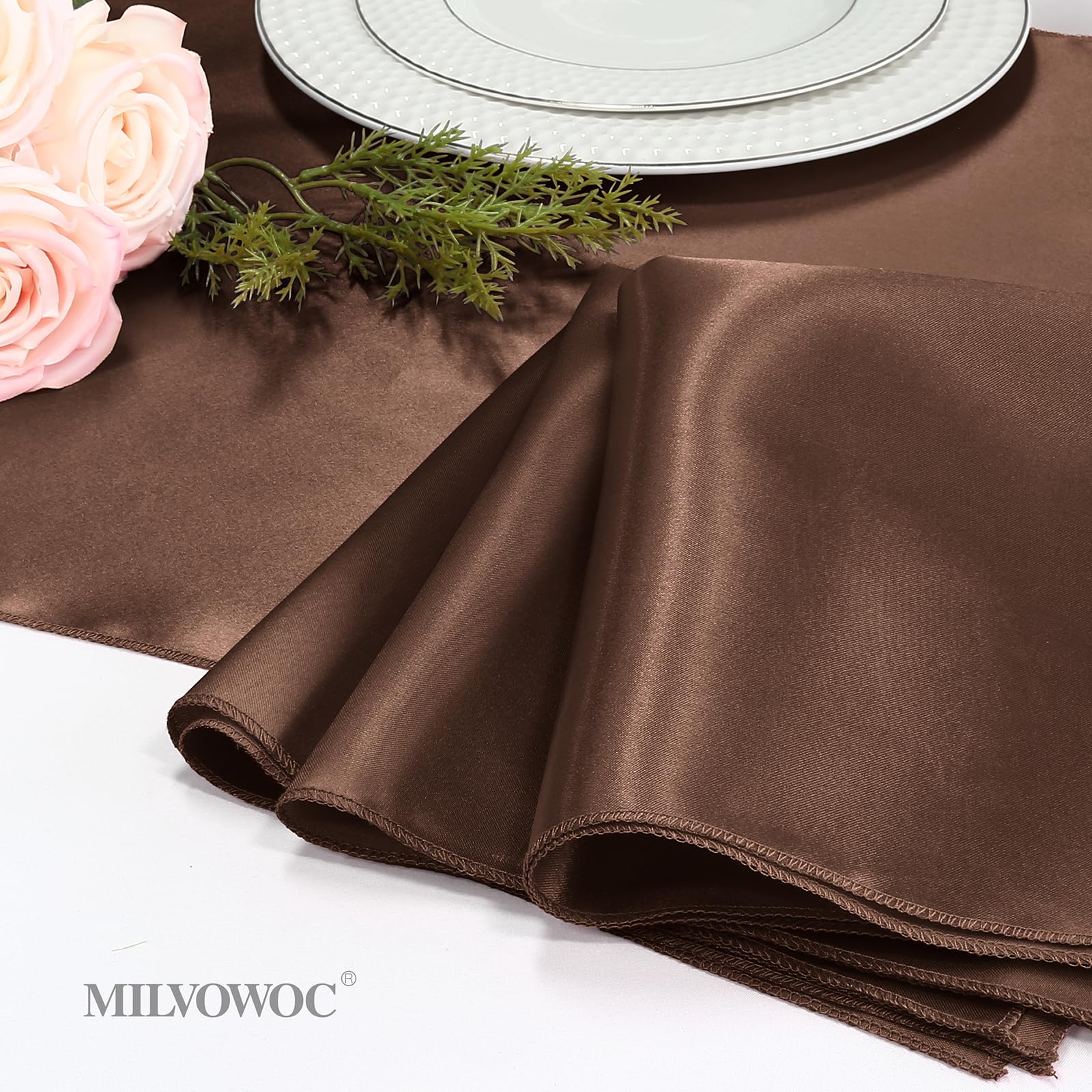 50 Serviettes De Table En Satin Noir QUARKZMAN - 43x43 Cm - Polyester Brillant - Pour Mariage, Fête, Restaurant, Décoration De Table - Lavable Machine, Non Rétrécissantes