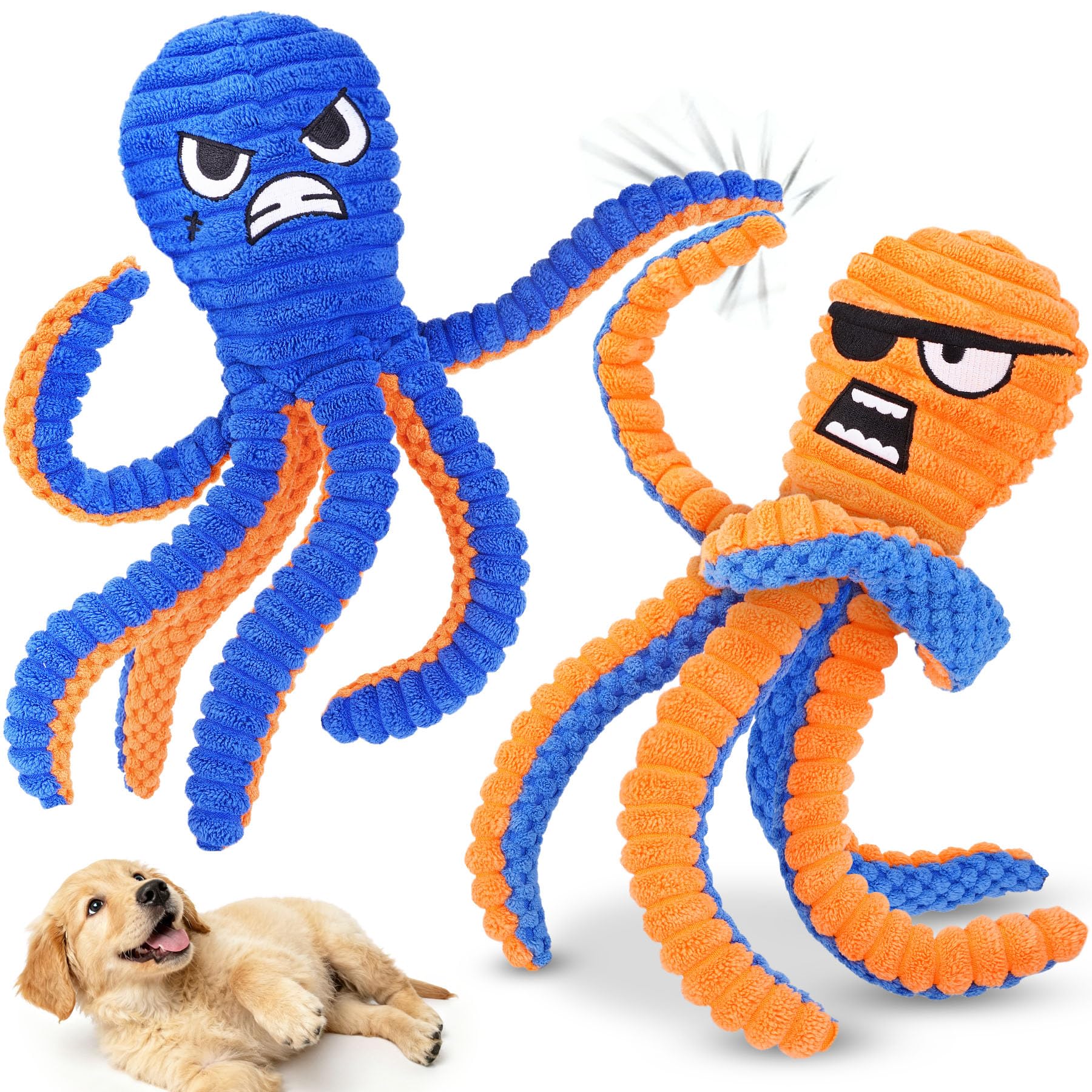Zeaxuie Interactive Dog Toys 2 Pack No Stuffing Dog Toys for Teething Squeaky Chew Toy to Keep Them