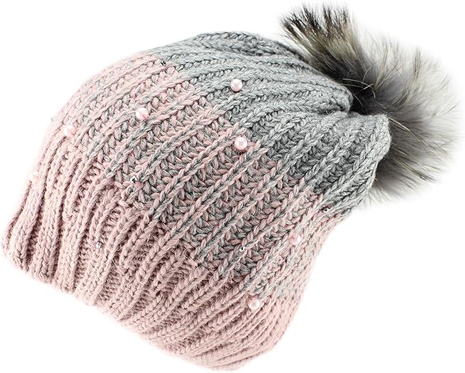 Girls grey pom pom hat Clearance