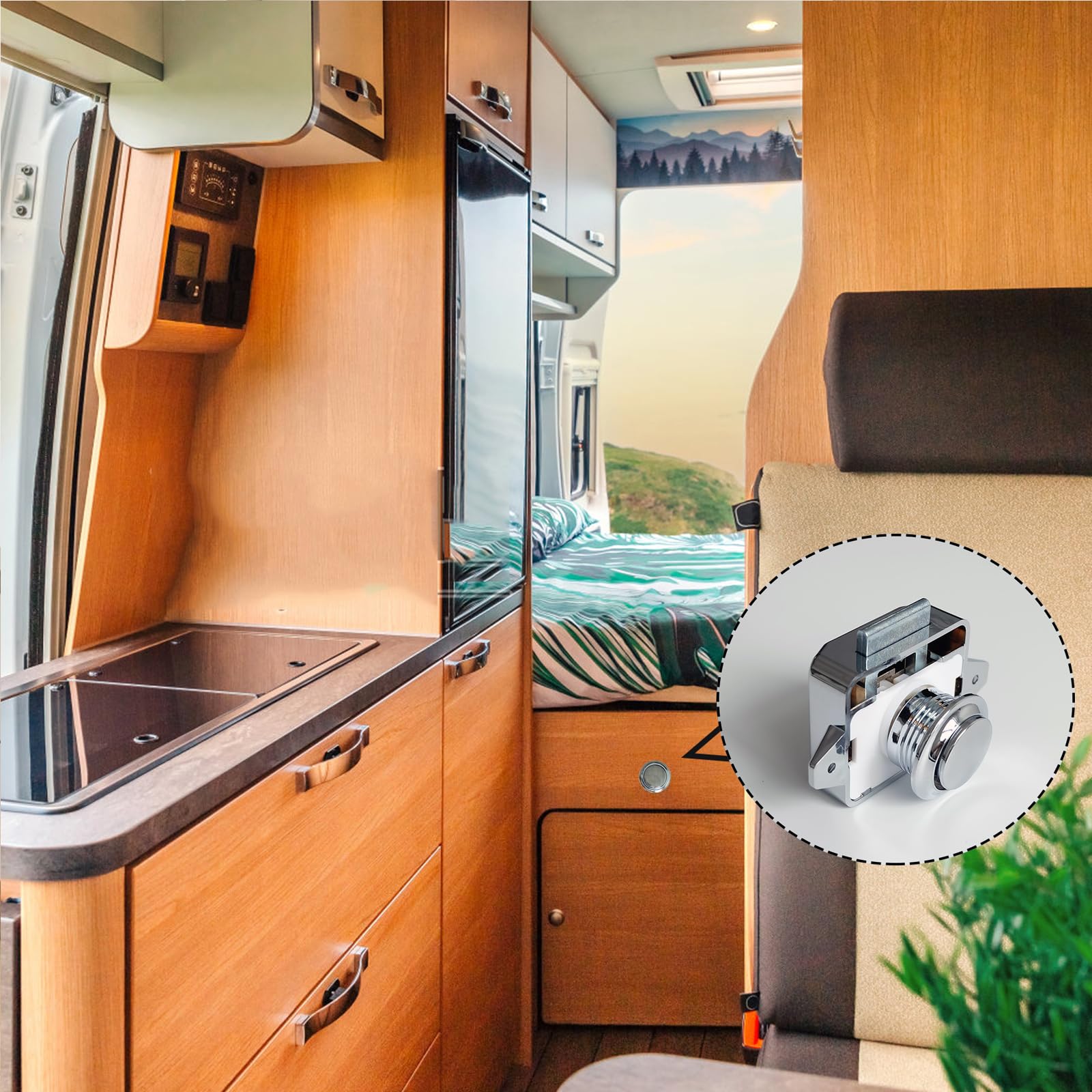 2 Serrature A Pulsante Senza Chiave - Per Armadi E Mobili - Marrone - Foto 10