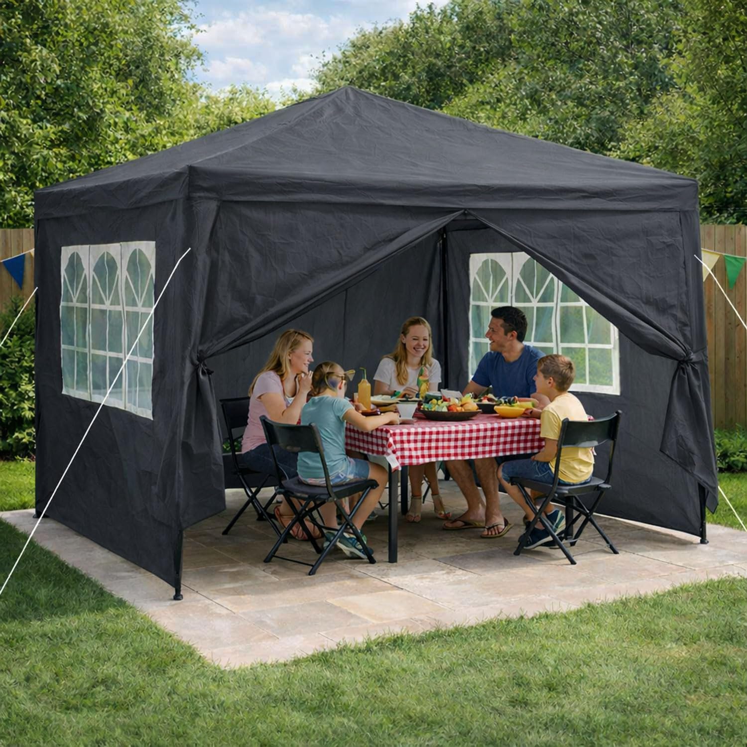 Neo 3X3M Event Gazebo 4 Side Panels Outdoor Waterproof Garden Party Tent Marquee Canopy Shelter Coated Steel Frame (Grey)