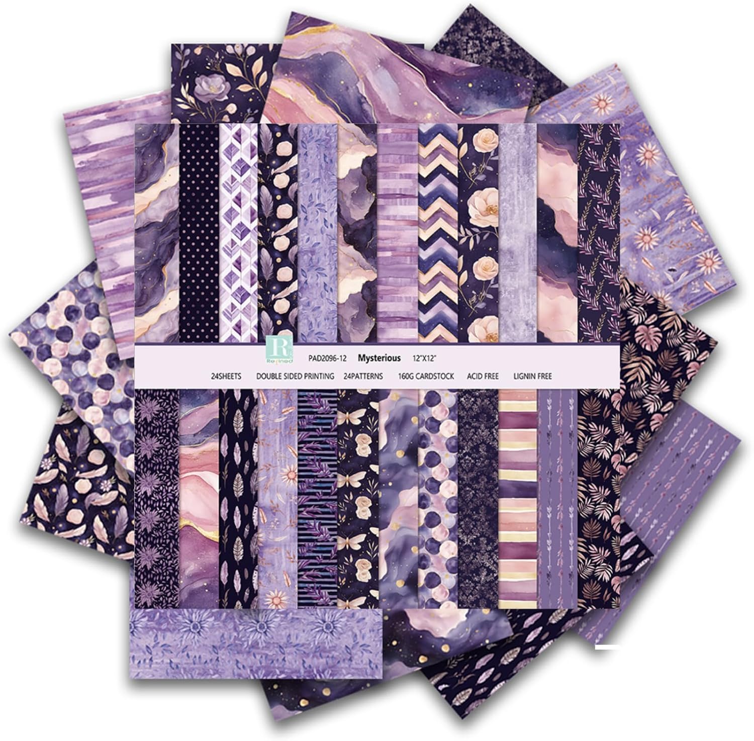 Scrapbook Paper 30.5 x 30.5 cm 24 Sheets Flower Pattern Craft Paper B