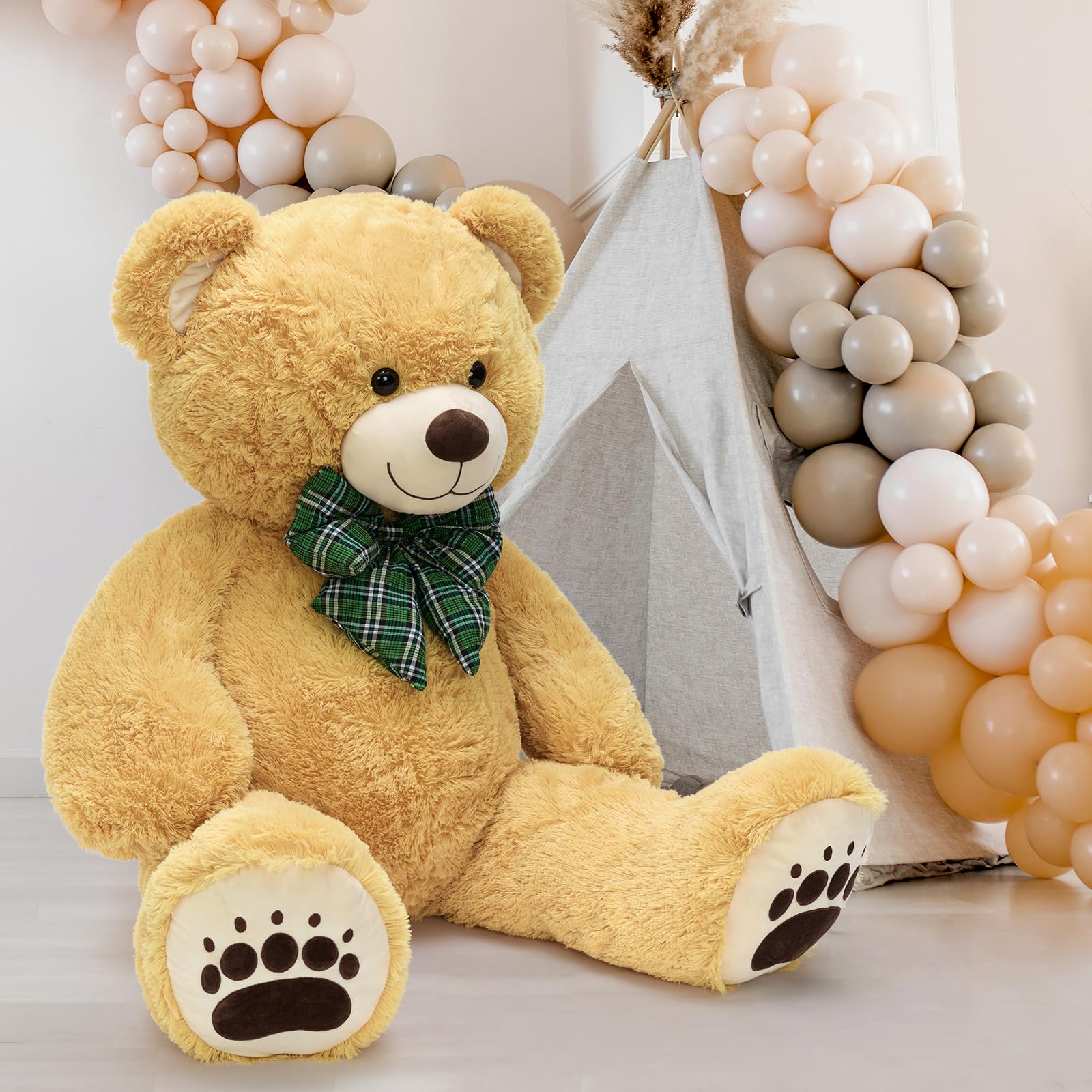 MorisMos Hellbrauner Teddy, 120cm Teddybär groß XXL, Weich Kuschelbär Plüschbär Fraun,Teddys Bär Kuscheltier XXL Stofftier Plüschtier