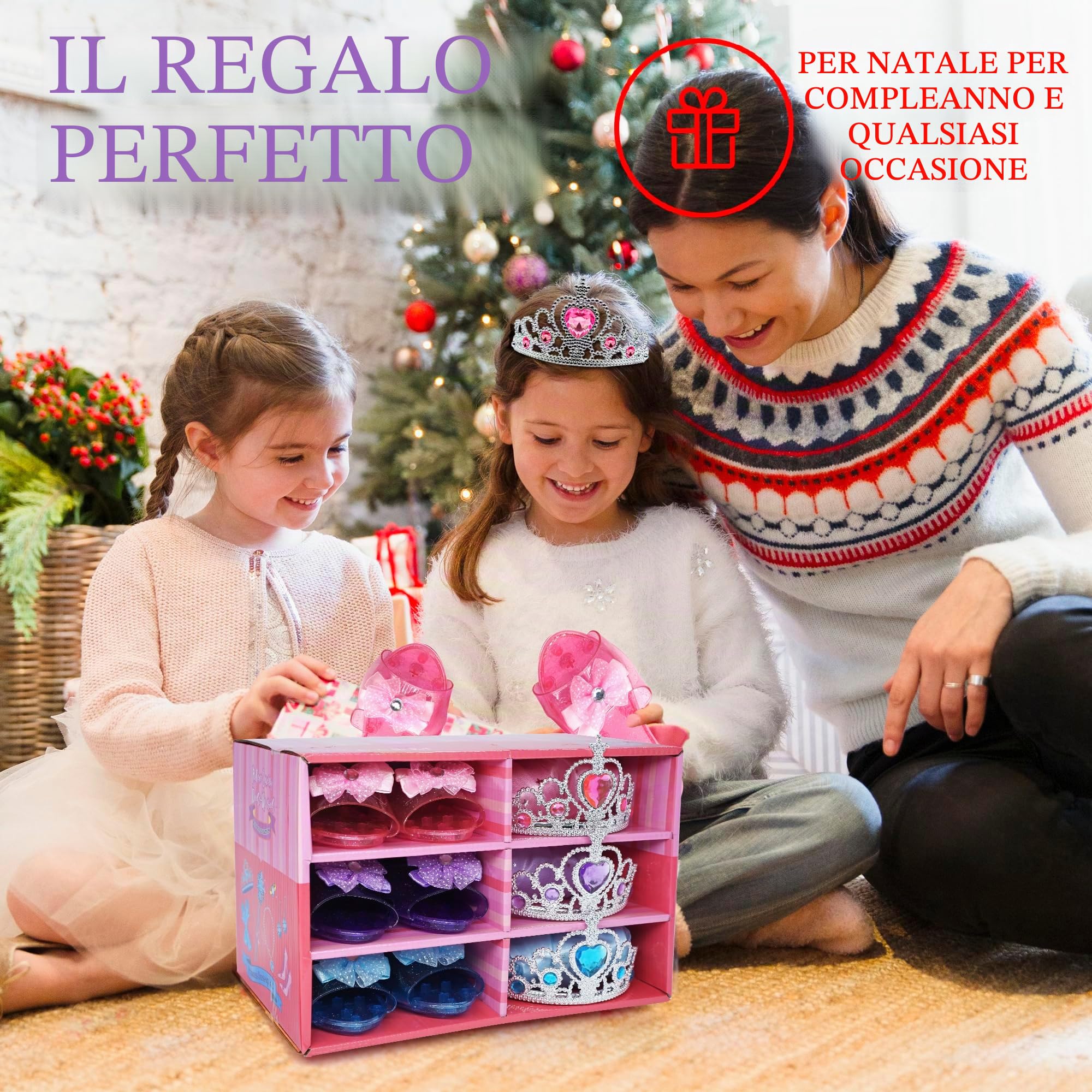 Principessa Vestire Abiti Ragazza - Costume Bambini con Robbe, Scarpe, Gioielleria, Giocattoli per Ragazze Età 3,4,5,6 anni, Scarpe Bambini Gioco di Ruolo Idea Regalo per Compleanno Natale