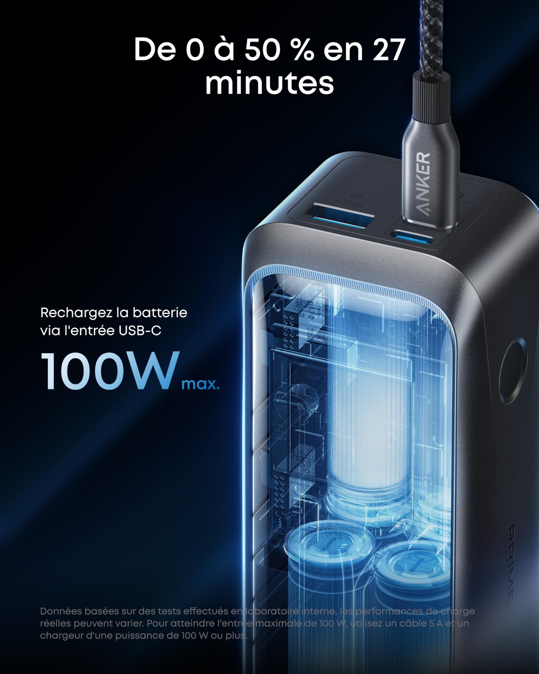 Anker Prime Batterie Externe 20100 mAh, Sortie Max 220W, 3 Ports