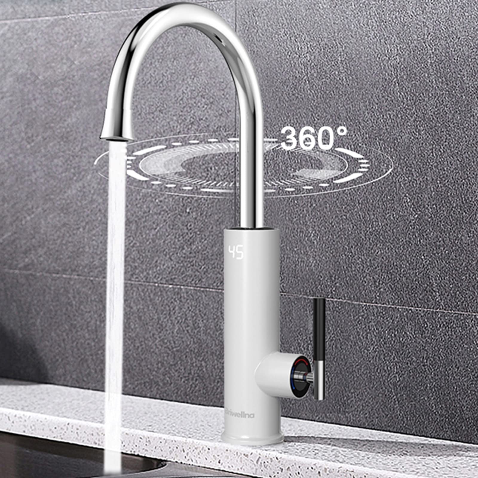 Rubinetti da Cucina, Rubinetto per lavello da Cucina per scaldabagno Elettrico, Rubinetto per scaldabagno istantaneo Girevole a 360 Gradi, Rubinetto per Riscaldamento rapido, Rubinetto da Cucina